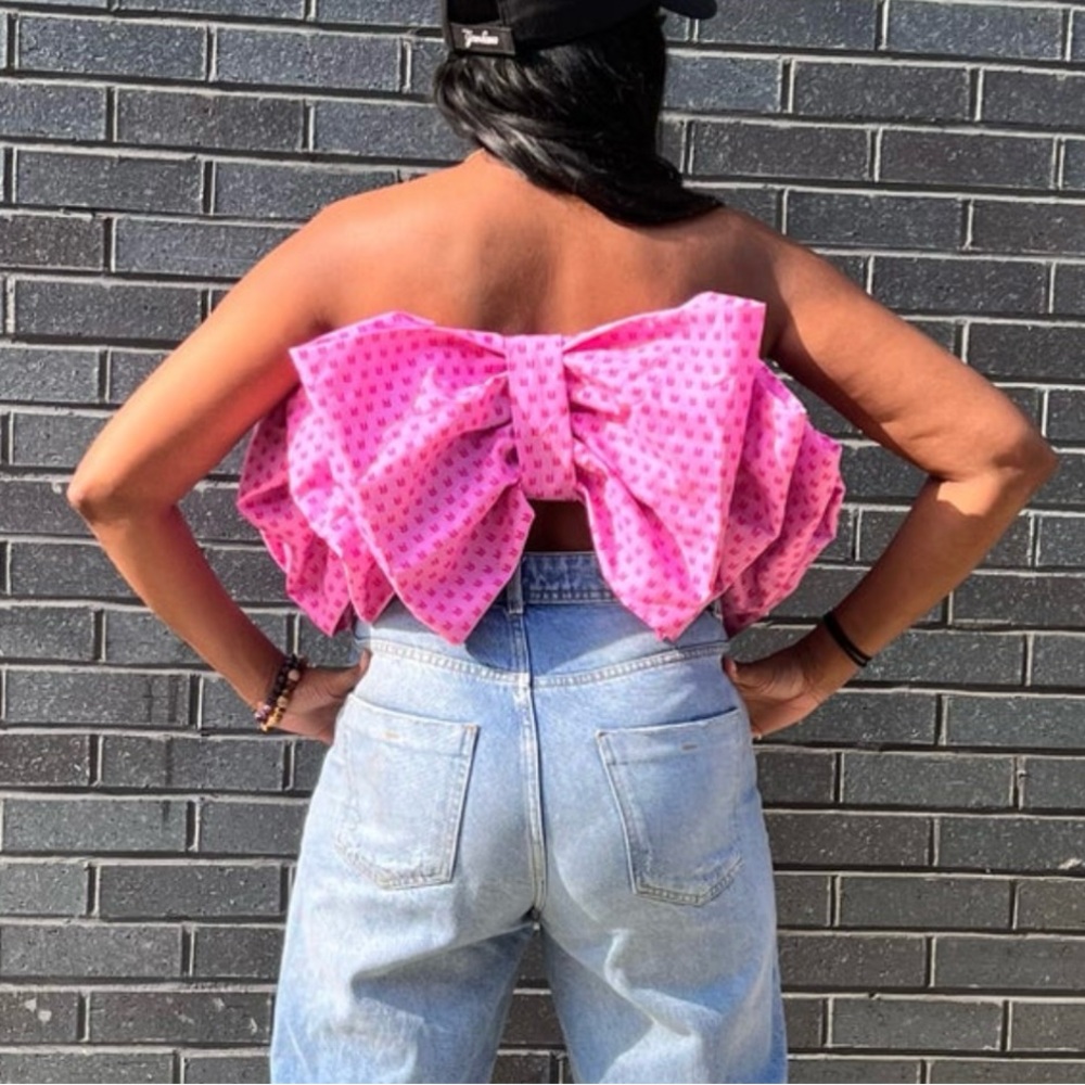 Ribbon In The Sky Giant Bow Crop Top - Picture 3 of 3